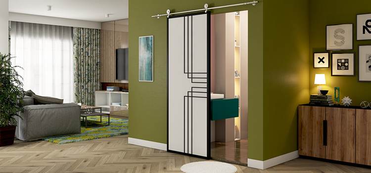 sliding bathroom door installation in Montebello
